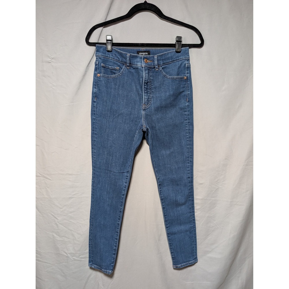 Express Medium Wash High Rise Skinny Jeans Stretch Cotton Denim Women's 6‎